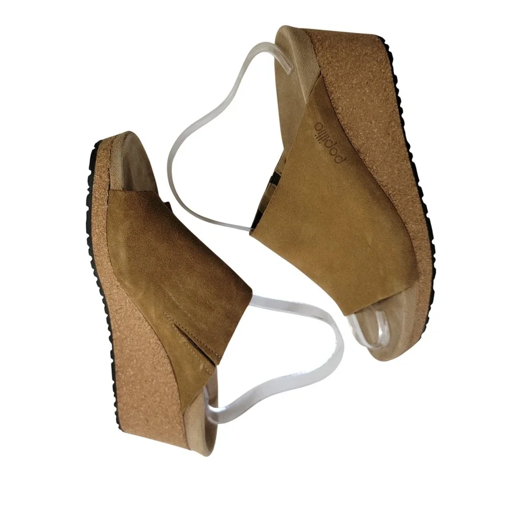Papillio by Birkenstock Namica Suede Wedge Slide Sandals Brown 39 L8 M6 Portugal